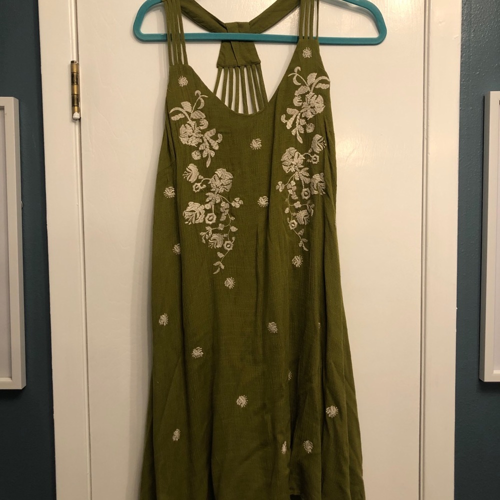 Green Embroidered Entro Dress